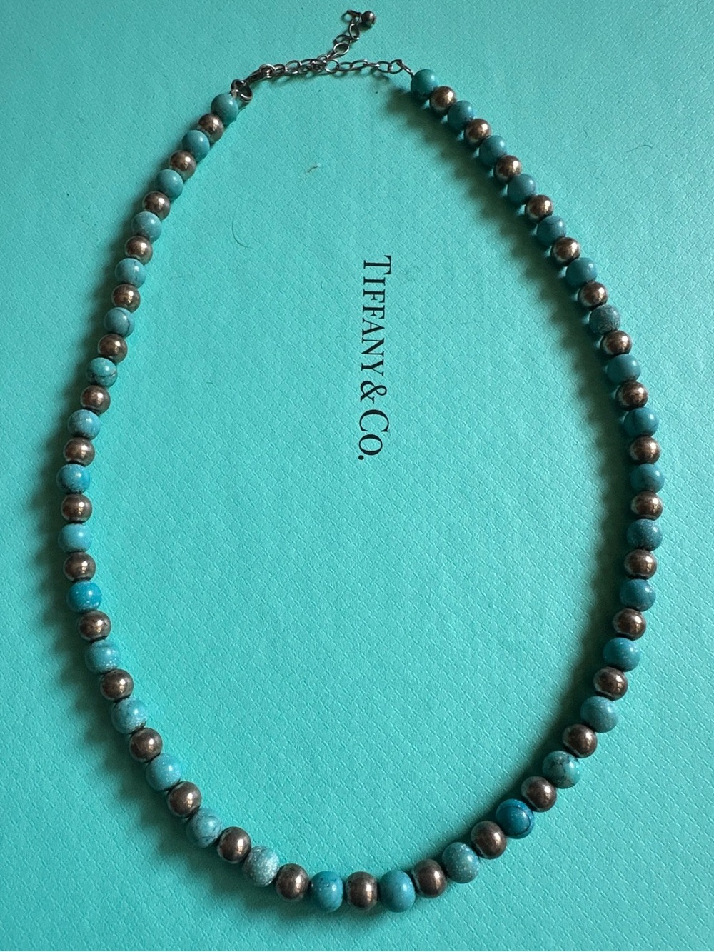 Vintage Sterling Silver And Turquoise Southwestern Native Look Necklace
